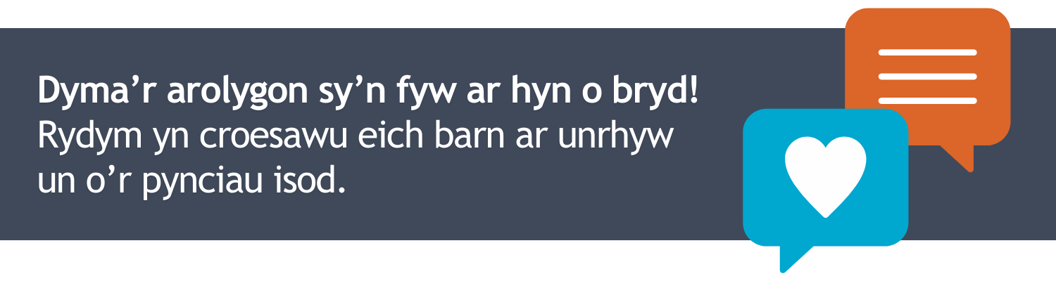 Dyma’r arolygon sy’n fyw ar hyn o bryd! Rydym yn croesawu eich barn ar unrhyw un o’r pynciau isod.