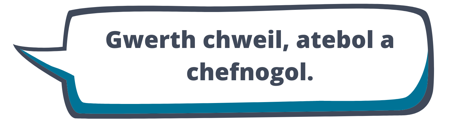 Gwerth chweil, atebol a chefnogol.